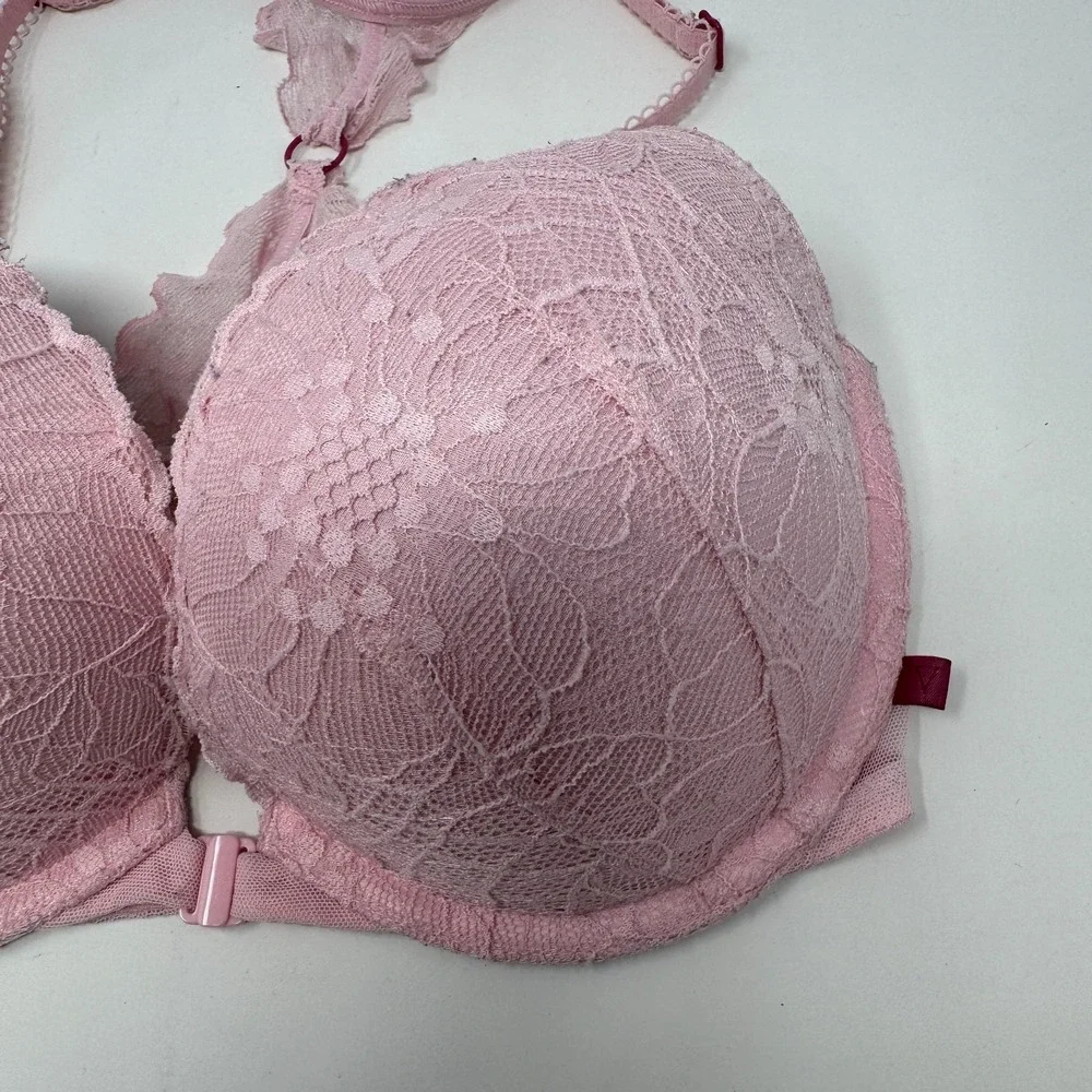 PINK Victoria's Secret Floral Lace Date Underwire Racerback Push-Up Bra 32DD